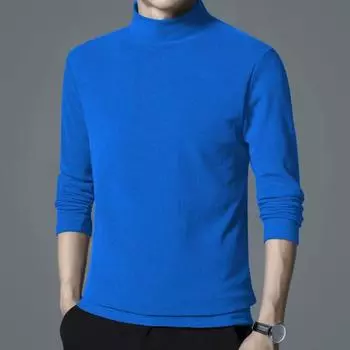 Мужская универсальная водолазка: Футболка со средней горловиной и длинными рукавами на осень/зиму 2XL циан/синий