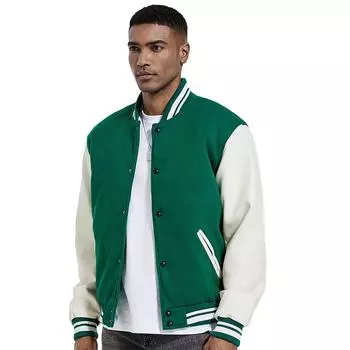 Мужская университетская куртка, стандартный крой, повседневная бейсбольная куртка-бомбер для мужчин, осень-зима, утепленная, на пуговицах, винтажная студенческая куртка, пальто M