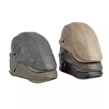 Мужская усовершенствованная шляпа в стиле ретро из искусственной кожи в стиле ретро в британском стиле, однотонная, прочная, ветрозащитная, утолщенная, теплая, берет для газетчика хаки