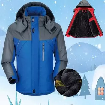 Мужская утепленная флисовая куртка, водонепроницаемая зимняя походная лыжная куртка с бархатной теплой ветровкой, куртки со съемным капюшоном, спортивные парки больших размеров L чёрный