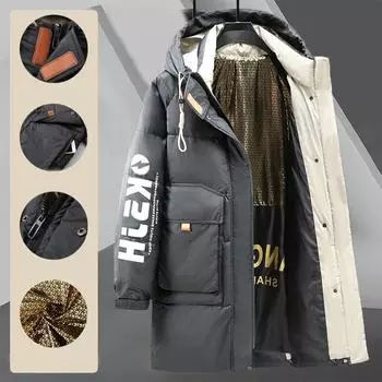 Мужская утепленная куртка средней длины на осень и зиму большого размера с капюшоном и застежкой-молнией, теплая повседневная куртка для активного отдыха 11XL