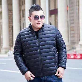 Мужская утепленная куртка Зимняя на молнии со стойкой воротником Утепленная куртка Большого размера Мужская куртка Свободное пальто 10XL 9XL XL чёрный