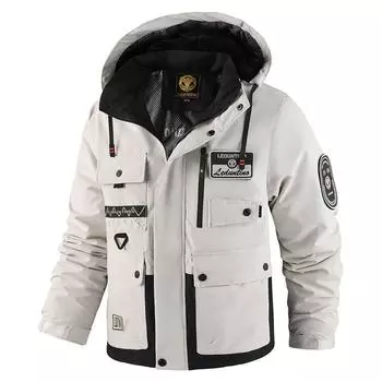 Мужская утепленная стеганая одежда для улицы, теплая стеганая одежда, зимняя мужская одежда больших размеров с капюшоном XS синий