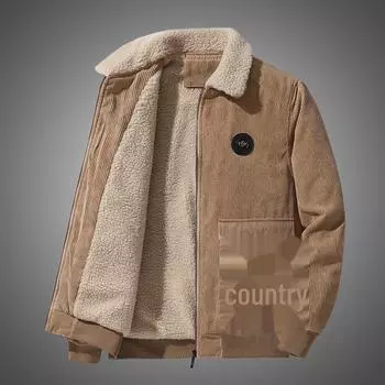 Мужская утепленная зимняя куртка из овечьего флиса - теплое пальто с хлопковой подкладкой для людей среднего и пожилого возраста 5XL хаки