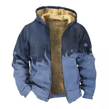 Мужская утолщенная куртка на пуговицах с двойным карманом и карманной вставкой, хлопковая куртка L синий