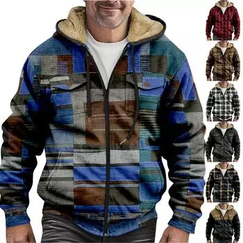 Мужская утолщенная куртка на пуговицах с двойным карманом и карманной вставкой, хлопковая куртка XL