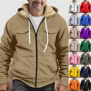 Мужская утолщенная куртка на пуговицах с двойным карманом и карманной вставкой, хлопковая куртка L чёрный