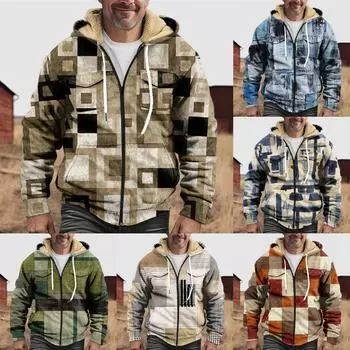 Мужская утолщенная куртка на пуговицах с двойным карманом и карманной вставкой, хлопковая куртка L