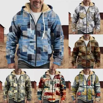 Мужская утолщенная куртка на пуговицах с двойным карманом и карманной вставкой, хлопковая куртка L синий