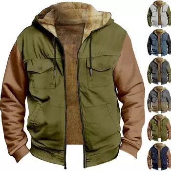 Мужская утолщенная куртка на пуговицах с двойным карманом и карманной вставкой, хлопковая куртка L