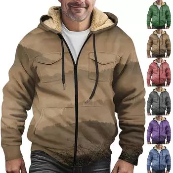 Мужская утолщенная куртка на пуговицах с двойным карманом и карманной вставкой, хлопковая куртка L синий