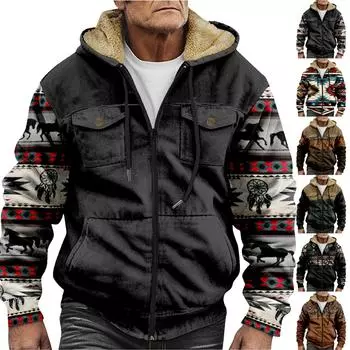 Мужская утолщенная куртка на пуговицах с двойным карманом и карманной вставкой, хлопковая куртка L чёрный