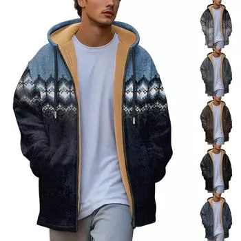 Мужская утолщенная куртка на пуговицах с двойным карманом и карманной вставкой, хлопковая куртка L чёрный