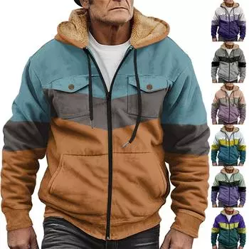 Мужская утолщенная куртка на пуговицах с двойным карманом и карманной вставкой, хлопковая куртка L бежевый