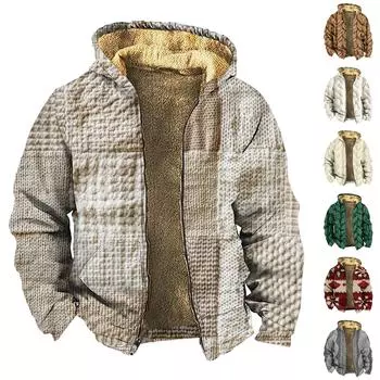 Мужская утолщенная куртка на пуговицах с двойным карманом и карманной вставкой, хлопковая куртка L бежевый