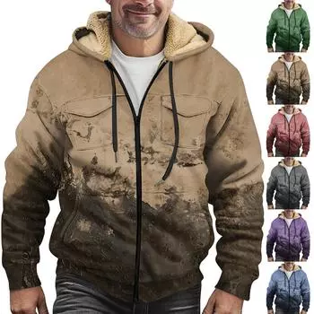 Мужская утолщенная куртка на пуговицах с двойным карманом и карманной вставкой, хлопковая куртка XXL коричневый