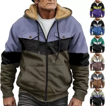 Мужская утолщенная куртка на пуговицах с двойным карманом и карманной вставкой, хлопковая куртка L чёрный