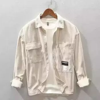 Мужская утолщенная рубашка большого размера в стиле ретро с воротником-стойкой, однотонная рубашка с длинными рукавами, осенне-зимняя 3XL