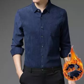 Мужская утолщенная рубашка в винтажном стиле на осень и зиму, повседневная однотонная рубашка с длинным рукавом XXXXL красный