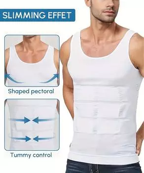 Мужская утягивающая майка из 3 предметов, компрессионная футболка, нейлон, спандекс, дышащая майка для живота, майка для всех сезонов S белый