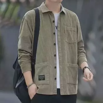 Мужская вельветовая куртка 2023 года: Модная, свободная, японская ретро-рабочая одежда для весны и осени