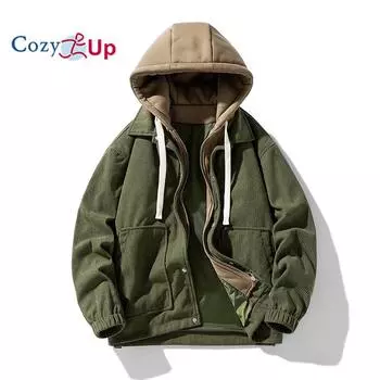 Мужская вельветовая куртка Cozy Up с капюшоном M чёрный