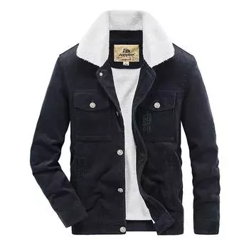 Мужская вельветовая куртка, мужская зимняя бархатная куртка с лацканами, модное ретро-пальто из хлопка шерпа L