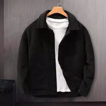 Мужская вельветовая куртка, зимнее теплое толстое пальто, повседневная куртка с воротником-лацканами, винтажная ретро-уличная одежда M кофейный