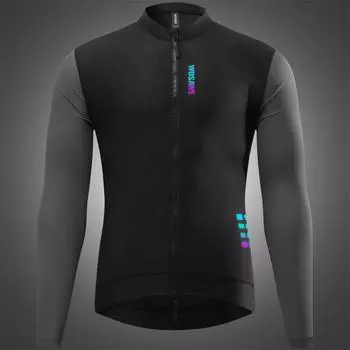 Мужская веломайка с длинными рукавами для шоссейного велосипеда, светоотражающая дышащая веломайка L серый