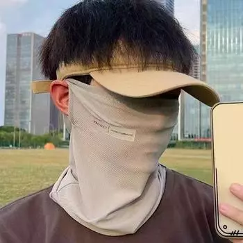 Мужская велосипедная маска с УФ-защитным кремом и рукавами из ледяного шелка, солнцезащитная маска с рукавами для рук, мужская велосипедная маска One Size светло-серый