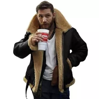 Мужская верхняя часть меховая интегрированная зимняя куртка замшевая куртка S коричневый