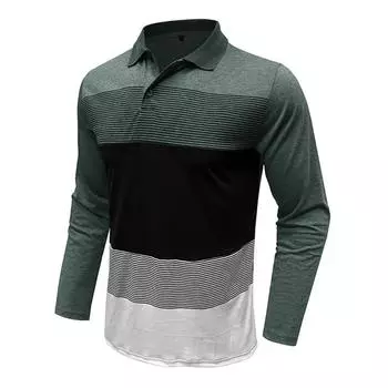 Мужская верхняя часть, мужская полосатая рубашка-пуловер с принтом для фитнеса, деловая одежда, длинные рукава, эластичная ткань, средняя длина, дизайн, мужская рубашка S темно-синий