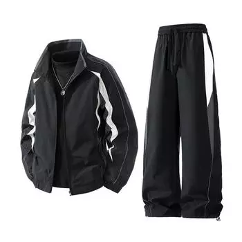 Мужская верхняя одежда больших размеров, повседневный спортивный костюм для мужчин XXXL чёрный