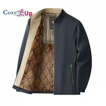 Мужская верхняя одежда Cozy Up, плотная флисовая куртка на молнии, теплое мягкое плюшевое зимнее пальто с карманами M чёрный