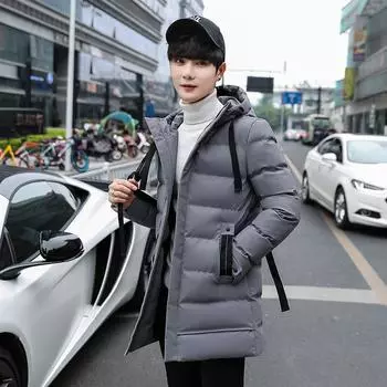 Мужская верхняя одежда Зимние пальто Мужские куртки Зимние утепленные парки Приталенные куртки Большие размеры Мужские повседневные длинные пуховики с капюшоном XS чёрный