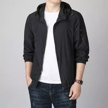 Мужская весенне-летняя легкая куртка с капюшоном, солнцезащитная куртка большого размера, дышащая повседневная куртка 3XL