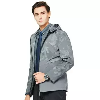 Мужская весенне-осенняя цветная куртка свободного покроя с капюшоном L серый