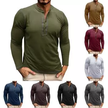 Мужская весенне-осенняя футболка с длинным рукавом и круглым вырезом в стиле ретро, топ в стиле ретро M армия зеленый