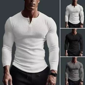 Мужская весенне-осенняя футболка с v-образным вырезом и длинными рукавами, однотонный дышащий топ, футболки для фитнеса, одежда M белый