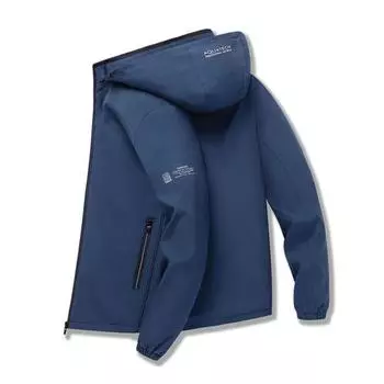 Мужская весенне-осенняя куртка с капюшоном и боковым карманом на молнии, водонепроницаемая однотонная куртка с буквенным принтом, пальто M серый