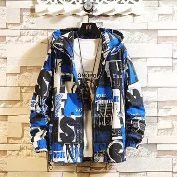 Мужская весенне-осенняя куртка с капюшоном с принтом, повседневная куртка большого размера, уличная ветрозащитная куртка