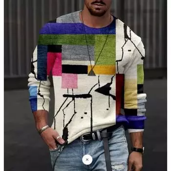 Мужская весенне-осенняя модная футболка с 3d принтом и уличным принтом, забавная креативная дышащая футболка с длинным рукавом и круглым вырезом, 6xl