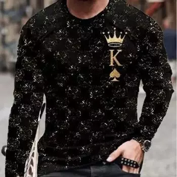 Мужская весенне-осенняя модная футболка с 3d принтом и уличным принтом, забавная креативная дышащая футболка с длинным рукавом и круглым вырезом, 6xl S