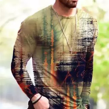 Мужская весенне-осенняя модная классическая уличная повседневная футболка с 3D-принтом и длинным рукавом, свободная, с индивидуальным дизайном, большого размера S