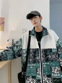 Мужская весенне-осенняя модная куртка, новая модная куртка со свободной талией и воротником-стойкой, индивидуальная модная куртка с длинными рукавами S