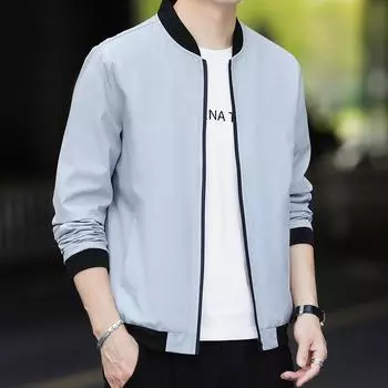 Мужская весенне-осенняя модная повседневная куртка с бейсбольным воротником, тонкая куртка для молодых и мужчин среднего возраста M