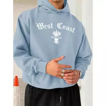 Мужская весенне-осенняя модная толстовка с английскими буквами и простым принтом S