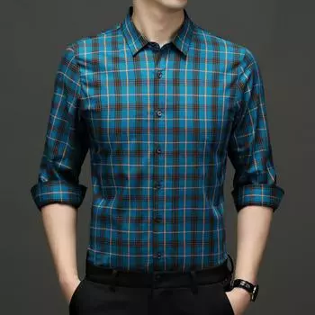 Мужская весенне-осенняя новая клетчатая рубашка, мужская модная повседневная рубашка с длинным рукавом в корейском стиле, молодежная повседневная рубашка M