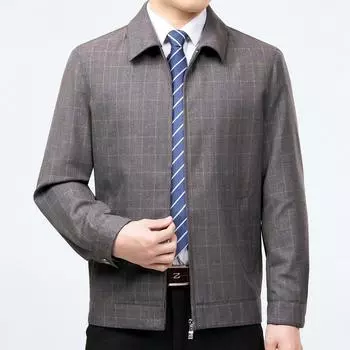 Мужская весенне-осенняя новая куртка делового стиля, мужские пиджаки с клетчатыми лацканами для людей среднего и пожилого возраста 165