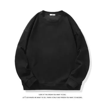 Мужская весенне-осенняя новинка в гонконгском стиле, большой размер, длинный однотонный замшевый свитер с круглым вырезом и длинными рукавами, универсальный повседневный свитер M